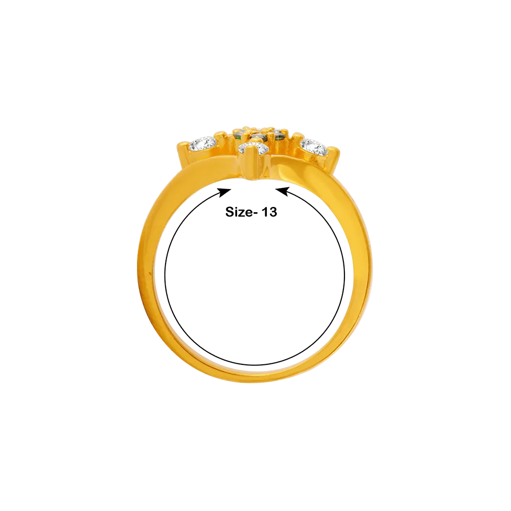 22KT Yellow Gold And American Diamond Ring For Women