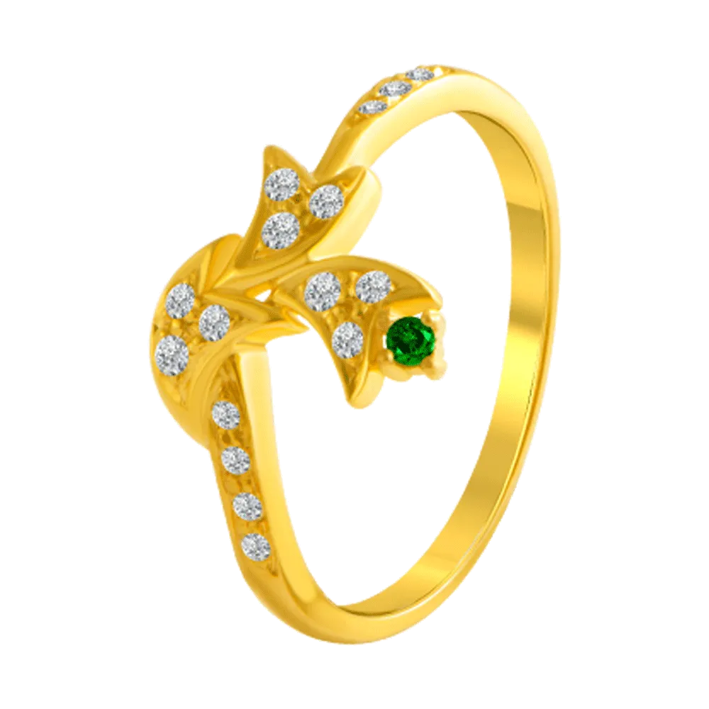 22KT Yellow Gold And American Diamond Ring For Women