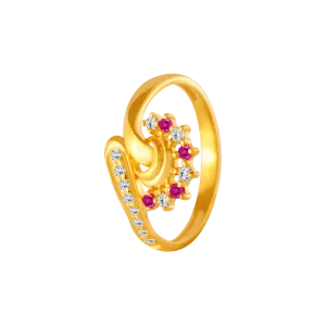 22KT Yellow Gold And American Diamond Ring For Women