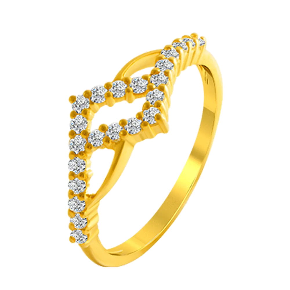 22KT Yellow Gold And American Diamond Ring For Women