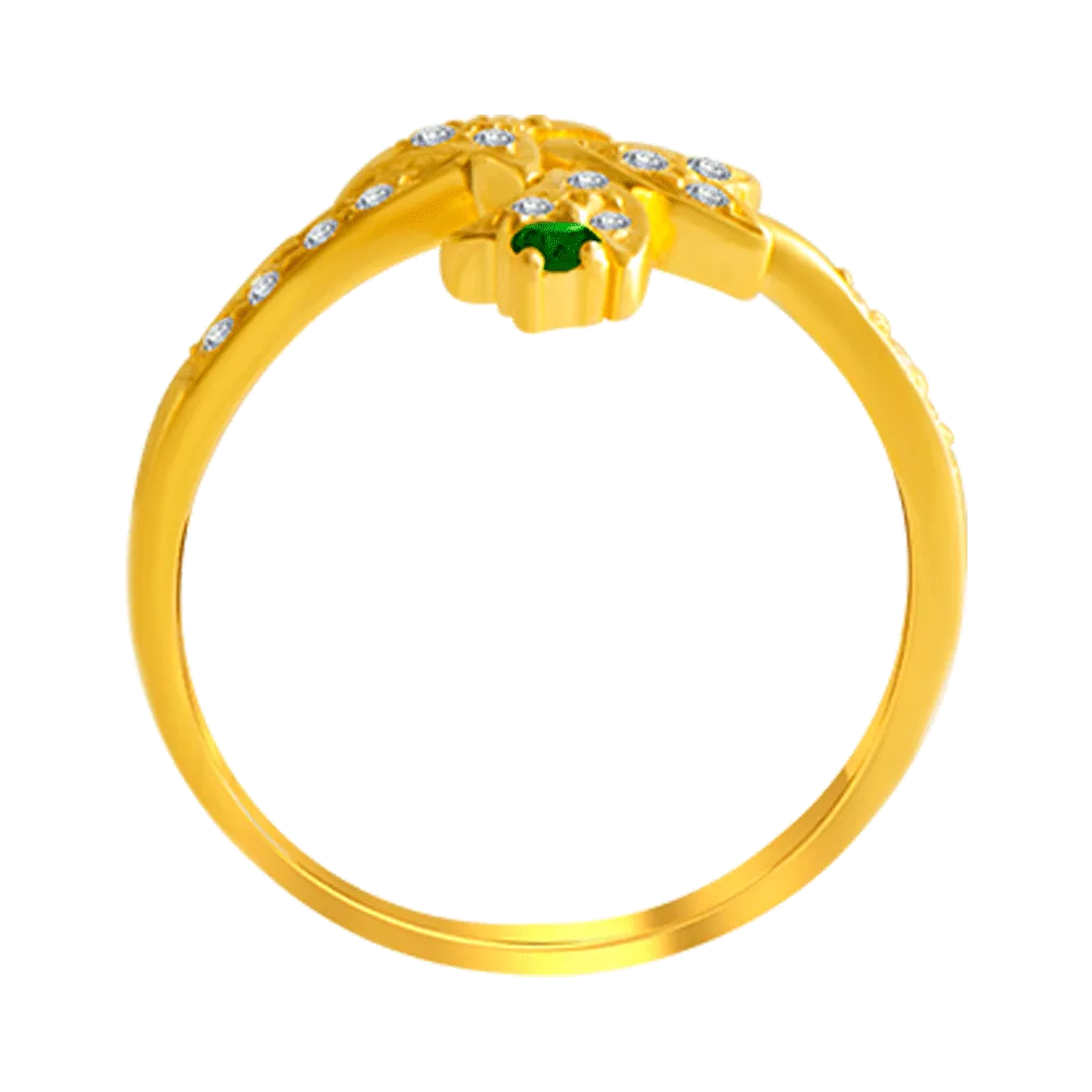 22KT Yellow Gold And American Diamond Ring For Women