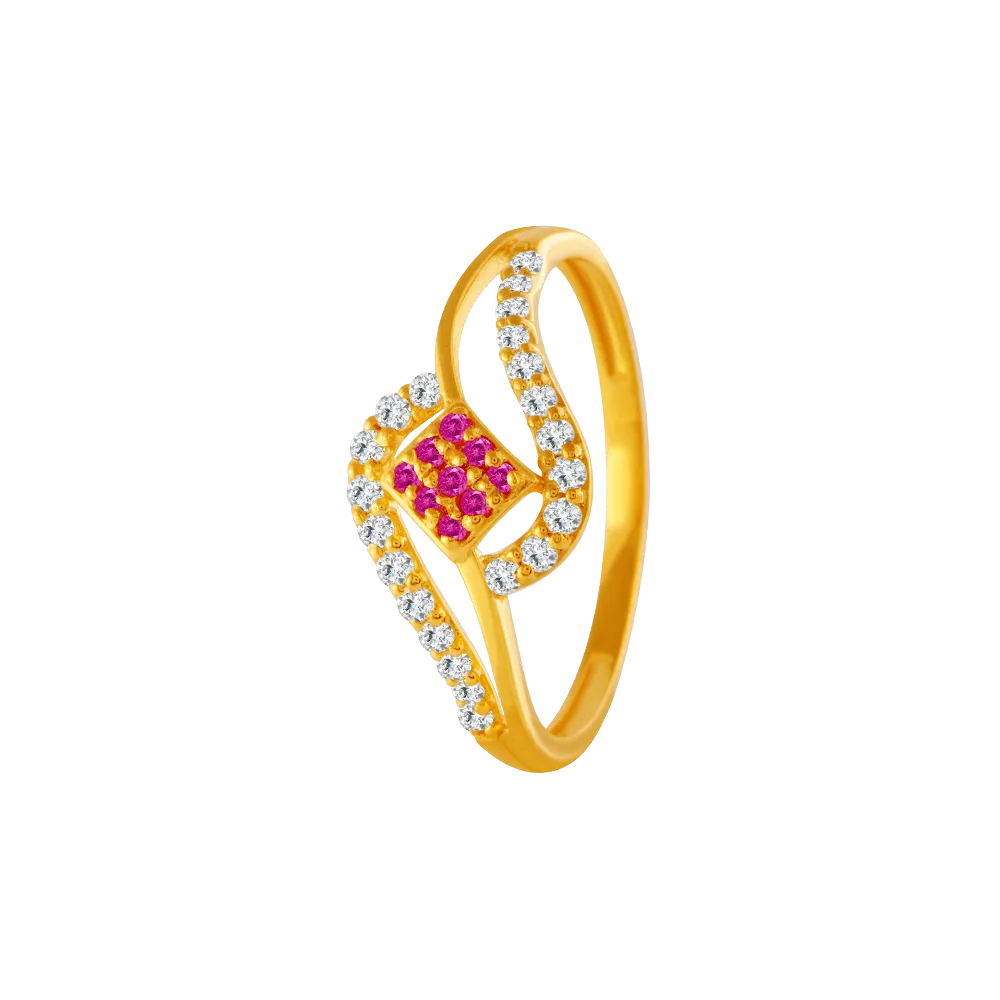 22KT Yellow Gold And American Diamond Ring For Women