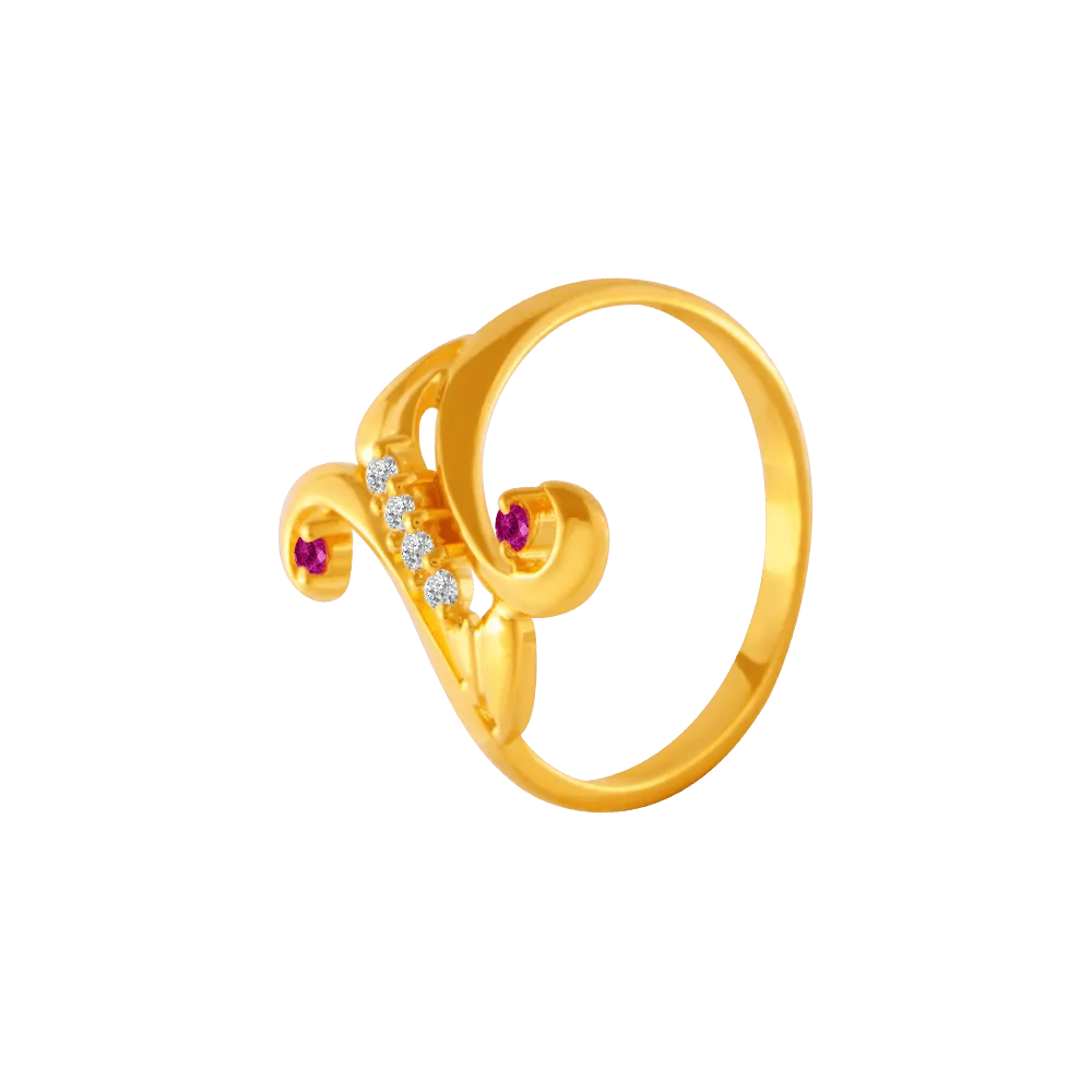22KT Yellow Gold And American Diamond Ring For Women