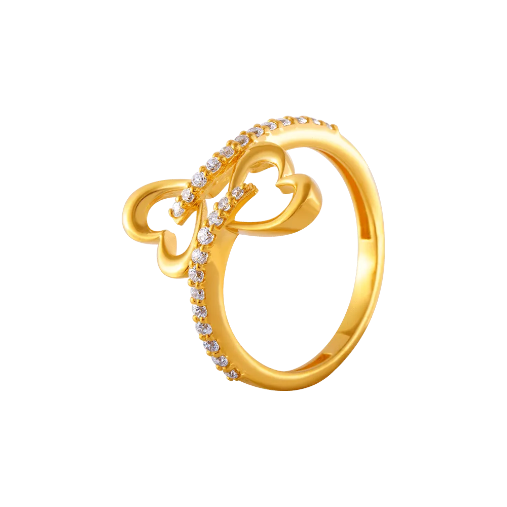 22KT Yellow Gold And American Diamond Ring For Women