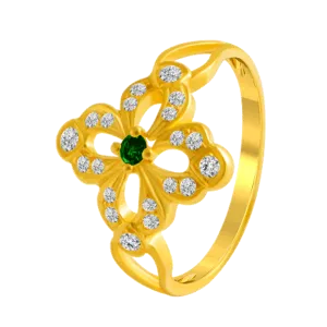 22KT Yellow Gold And American Diamond Ring For Women