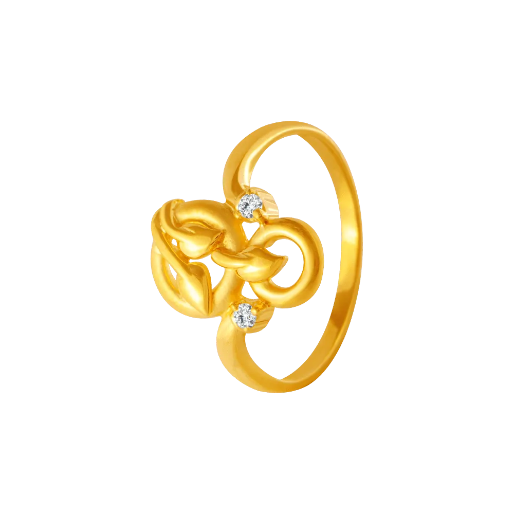 22KT Yellow Gold And American Diamond Ring For Women