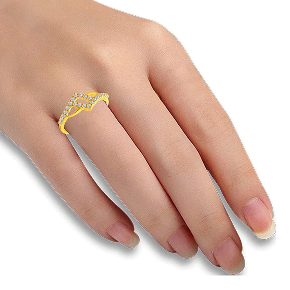 22KT Yellow Gold And American Diamond Ring For Women