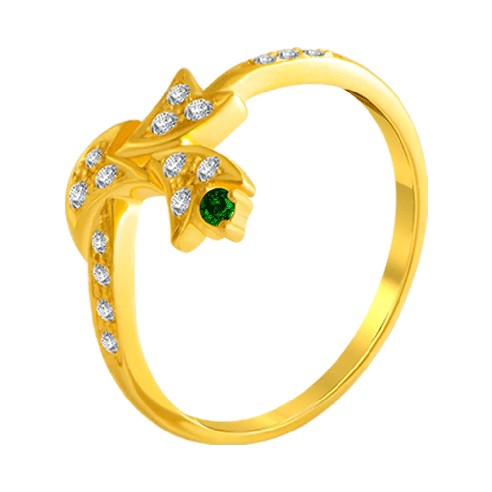 22KT Yellow Gold And American Diamond Ring For Women