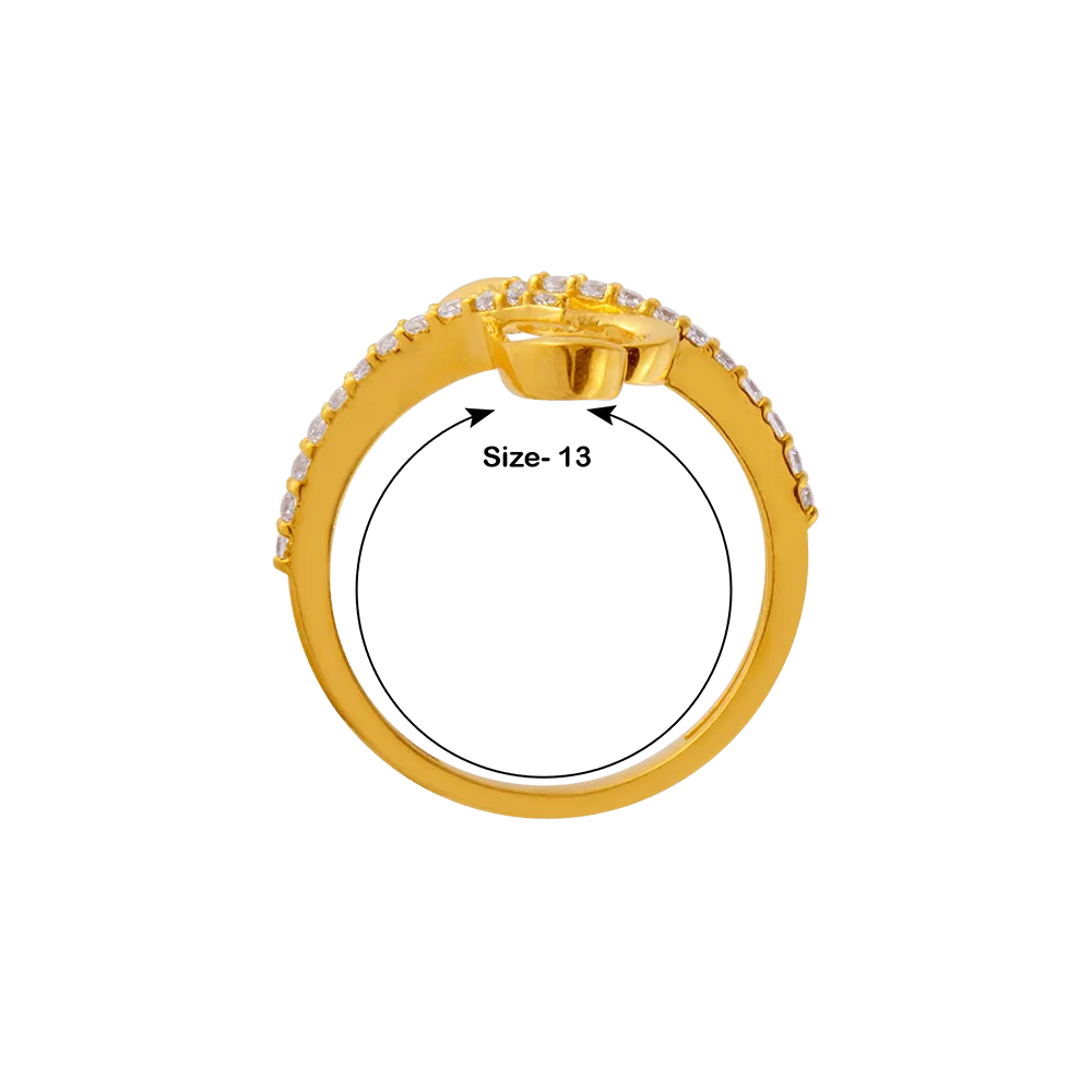 22KT Yellow Gold And American Diamond Ring For Women
