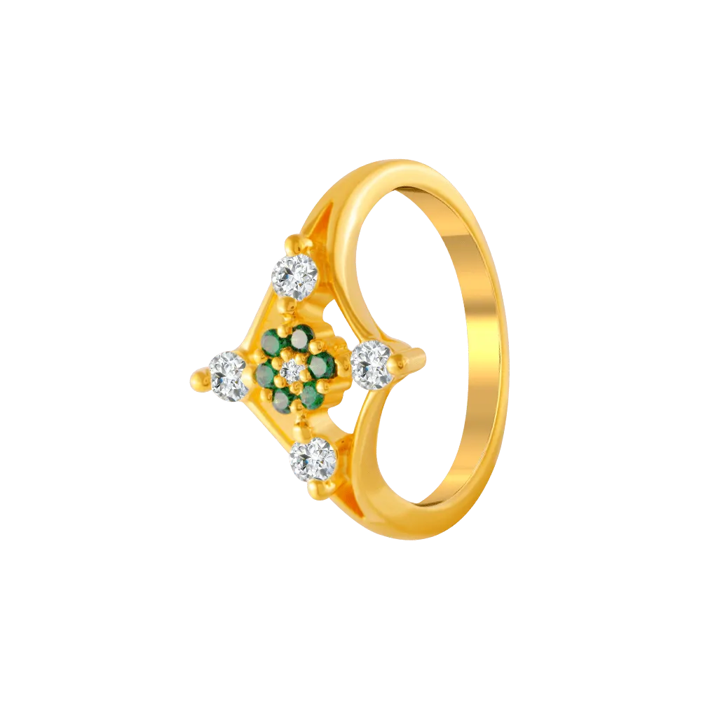 22KT Yellow Gold And American Diamond Ring For Women
