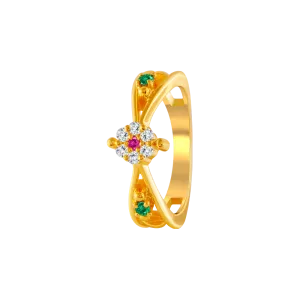 22KT Yellow Gold And American Diamond Ring For Women