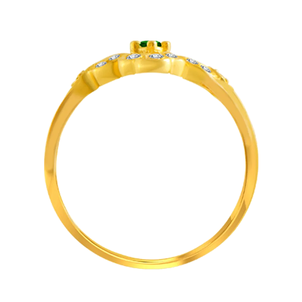 22KT Yellow Gold And American Diamond Ring For Women