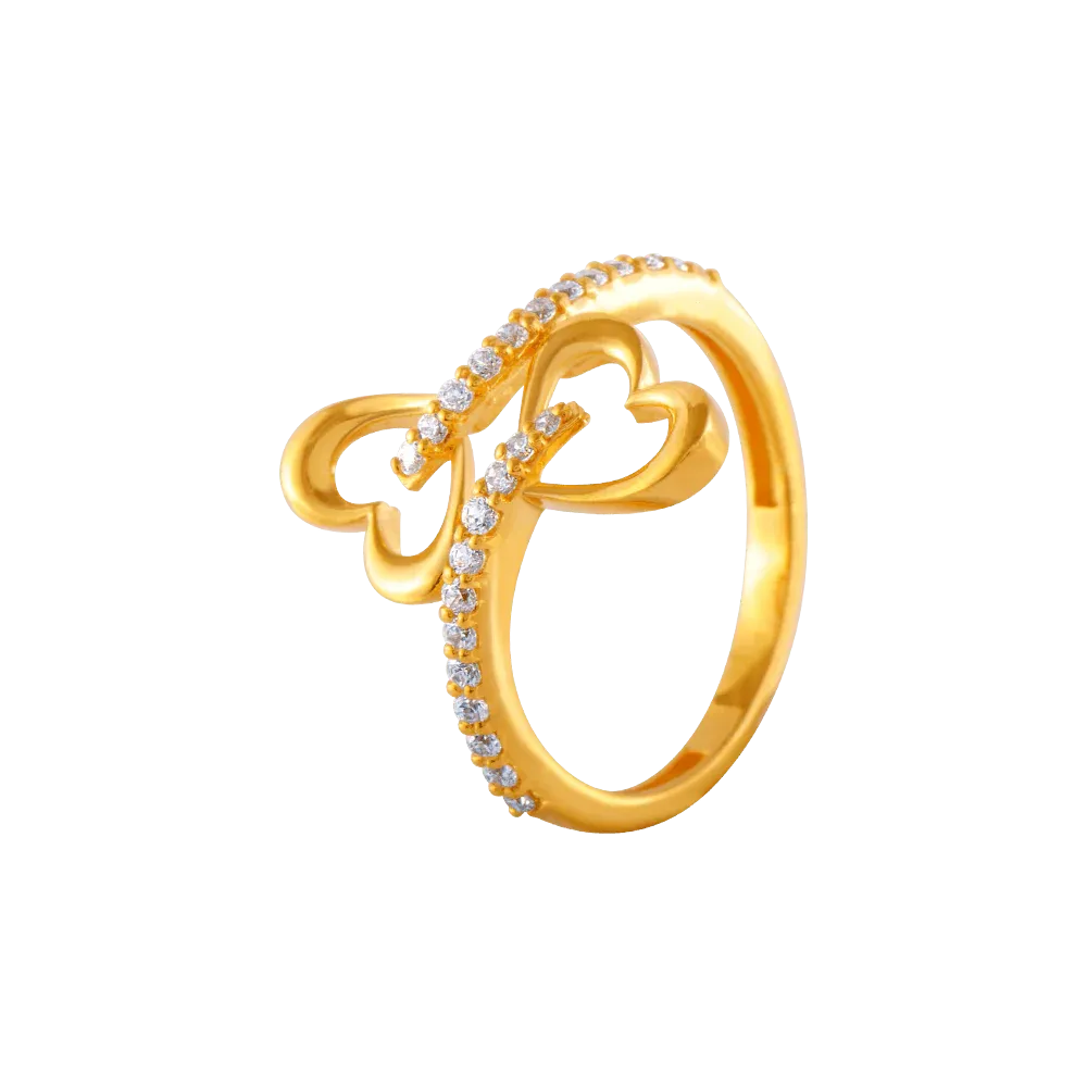 22KT Yellow Gold And American Diamond Ring For Women