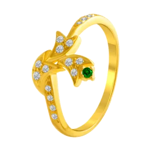 22KT Yellow Gold And American Diamond Ring For Women