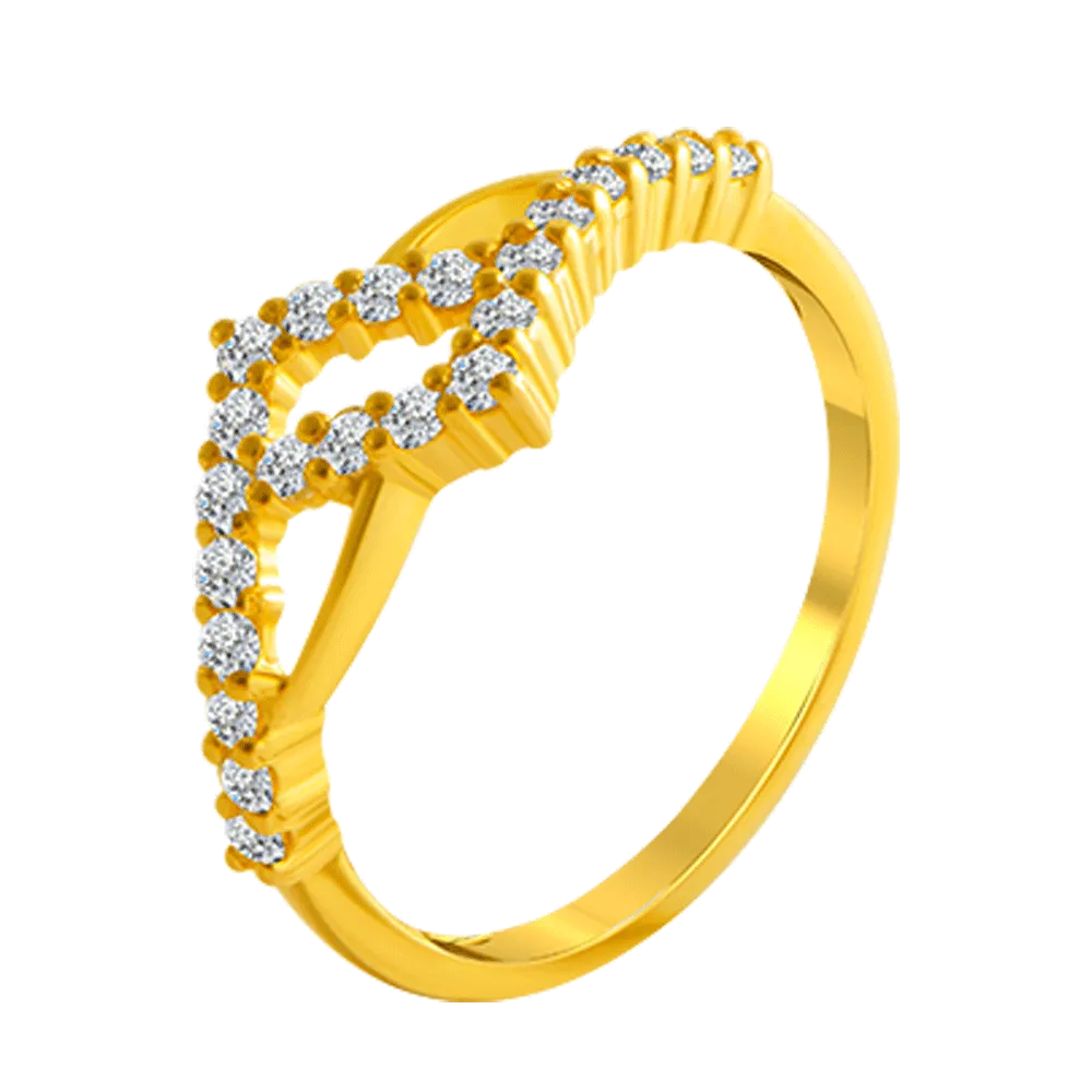 22KT Yellow Gold And American Diamond Ring For Women