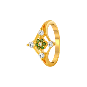 22KT Yellow Gold And American Diamond Ring For Women