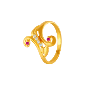 22KT Yellow Gold And American Diamond Ring For Women