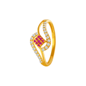 22KT Yellow Gold And American Diamond Ring For Women