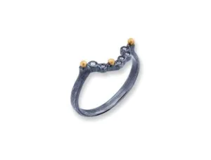 24k Gold and Oxidized Silver "Dylan" Band with 6 Diamonds