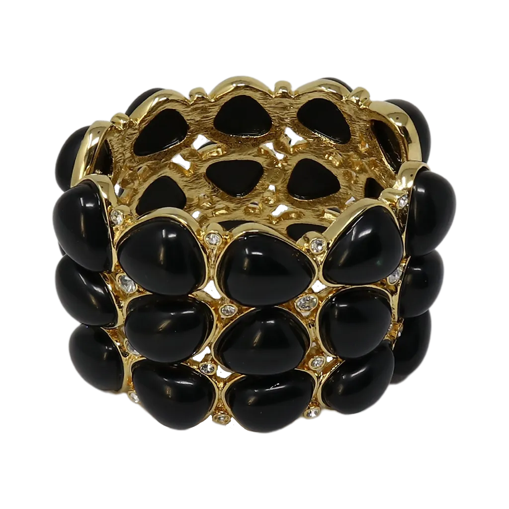 3 Row Gold Black Rounded Bracelet