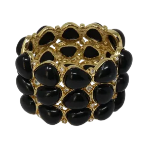 3 Row Gold Black Rounded Bracelet