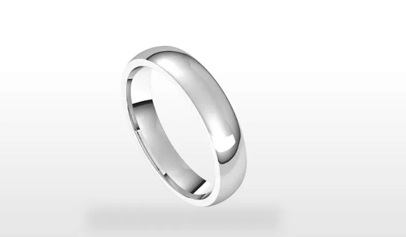 4 MM Half Round Comfort Fit 14k White Gold Wedding Ring