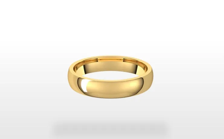 4 MM Half Round Comfort Fit 14k White Gold Wedding Ring