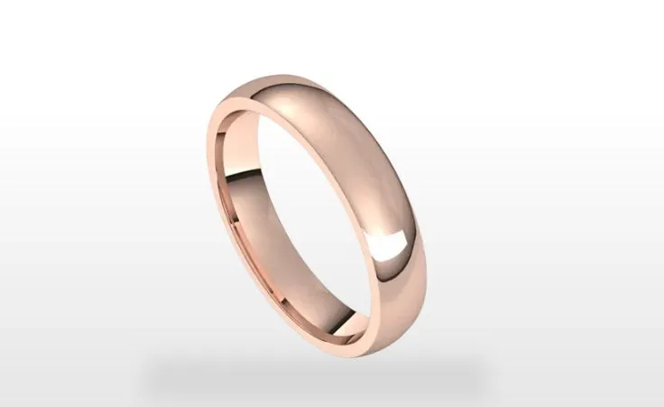 4 MM Half Round Comfort Fit 14k White Gold Wedding Ring