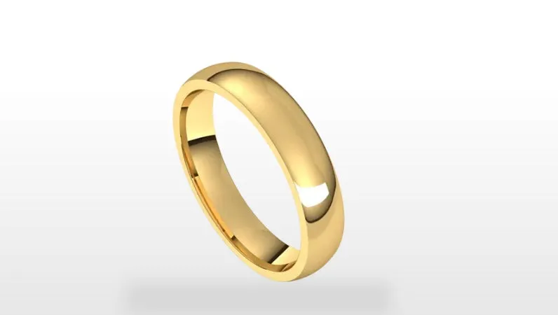 4 MM Half Round Comfort Fit 14k White Gold Wedding Ring