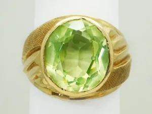 7.8ct Faceted Oval Mint Green Synthetic Spinel Ring 14k Gold Size 7.5