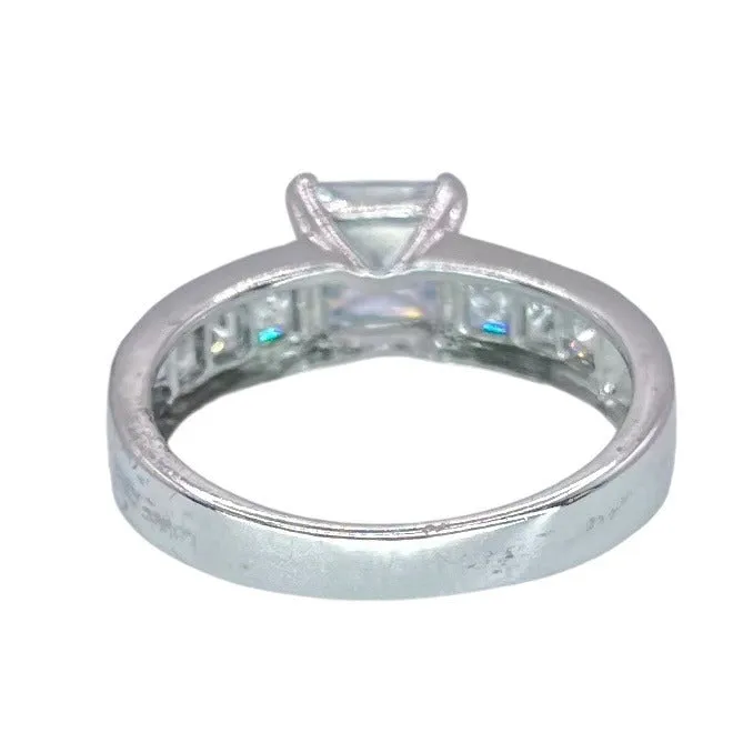 925 Silver Princess Cut Prong Setting CZ Ring Sz 8.25 Engagement Bridal