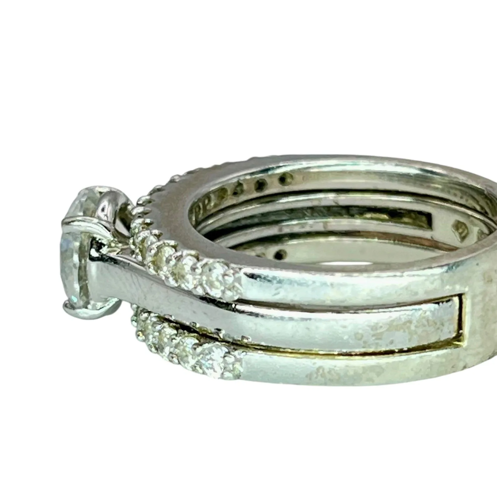 925 Silver Round Cut CZ Ring Size 6.75 Engagement Wedding Illusion Three Band