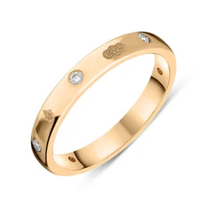 9ct Rose Gold 0.18ct Diamond Queen's Jubilee Hallmark 6mm Ring D