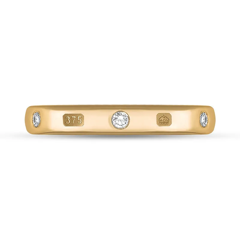 9ct Rose Gold 0.18ct Diamond Queen's Jubilee Hallmark 6mm Ring D