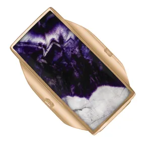 9ct Rose Gold Blue John Hallmark Large Oblong Ring