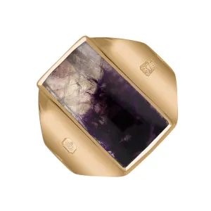 9ct Rose Gold Blue John Hallmark Small Oblong Ring