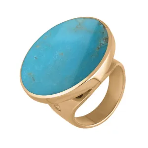 9ct Rose Gold Turquoise Hallmark Medium Round Ring