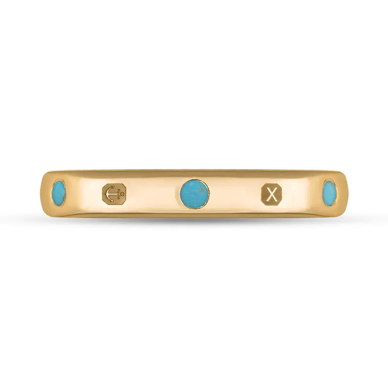 9ct Rose Gold Turquoise Queen's Jubilee Hallmark 6mm Ring D