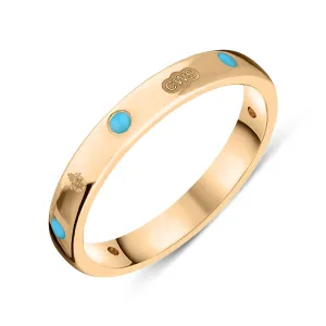 9ct Rose Gold Turquoise Queen's Jubilee Hallmark 6mm Ring D