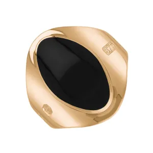 9ct Rose Gold Whitby Jet Hallmark Small Oval Ring
