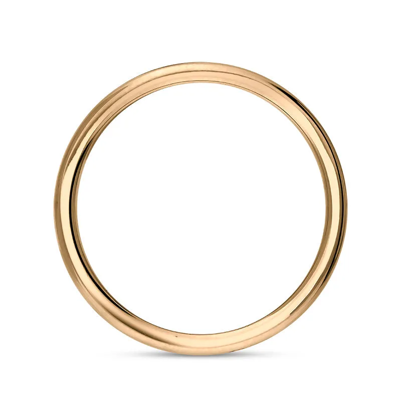 9ct Rose Gold Whitby Jet King's Coronation Hallmark 3mm Ring D