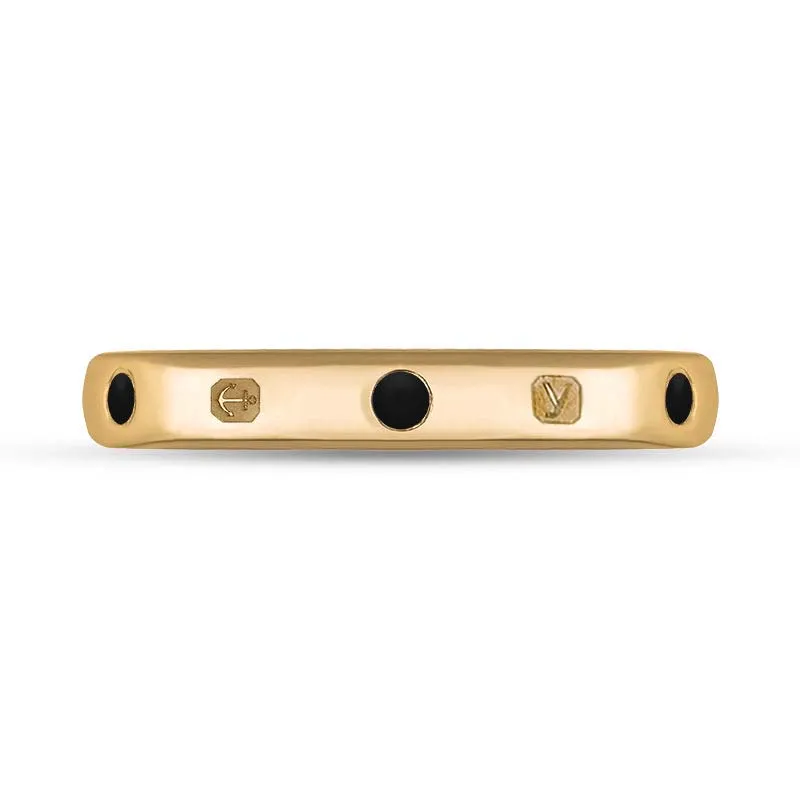 9ct Rose Gold Whitby Jet King's Coronation Hallmark 3mm Ring D