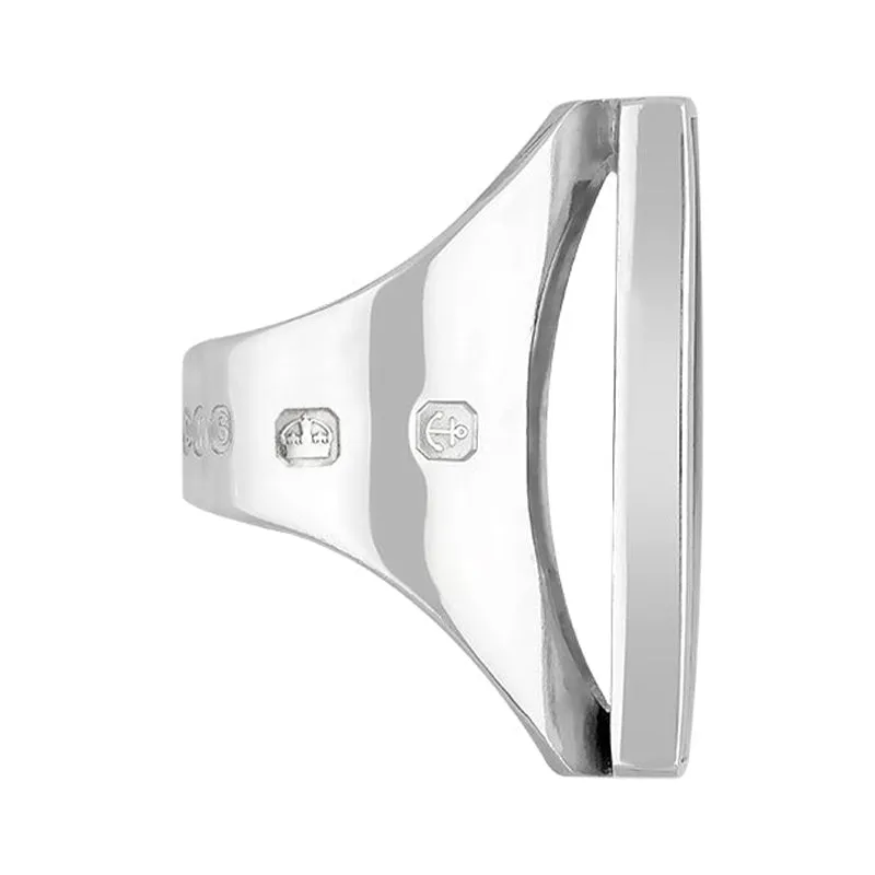9ct White Gold Blue John Hallmark Large Oblong Ring