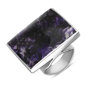 9ct White Gold Blue John Hallmark Large Square Ring