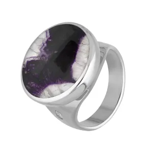 9ct White Gold Blue John Hallmark Small Round Ring