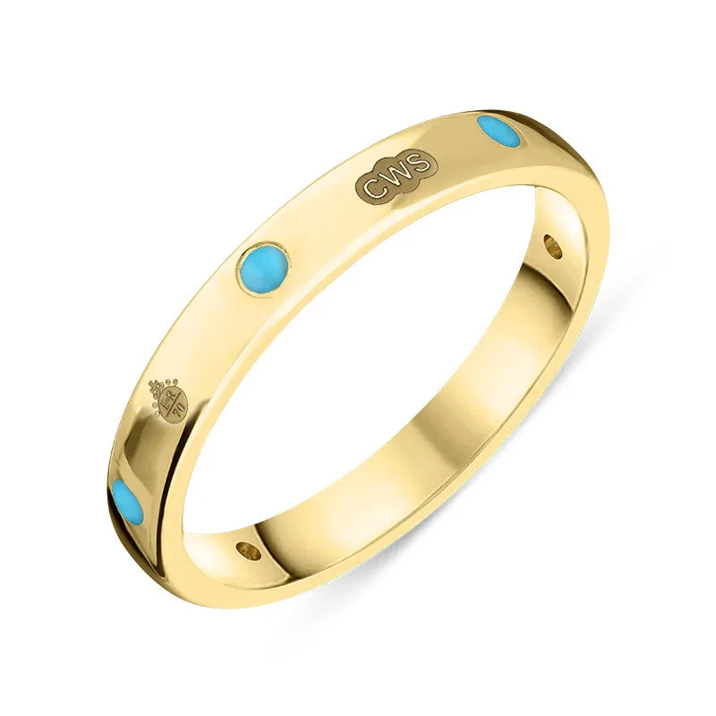 9ct Yellow Gold Turquoise Queen's Jubilee Hallmark 6mm Ring D