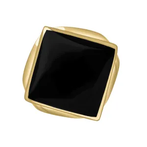 9ct Yellow Gold Whitby Jet Hallmark Small Rhombus Ring