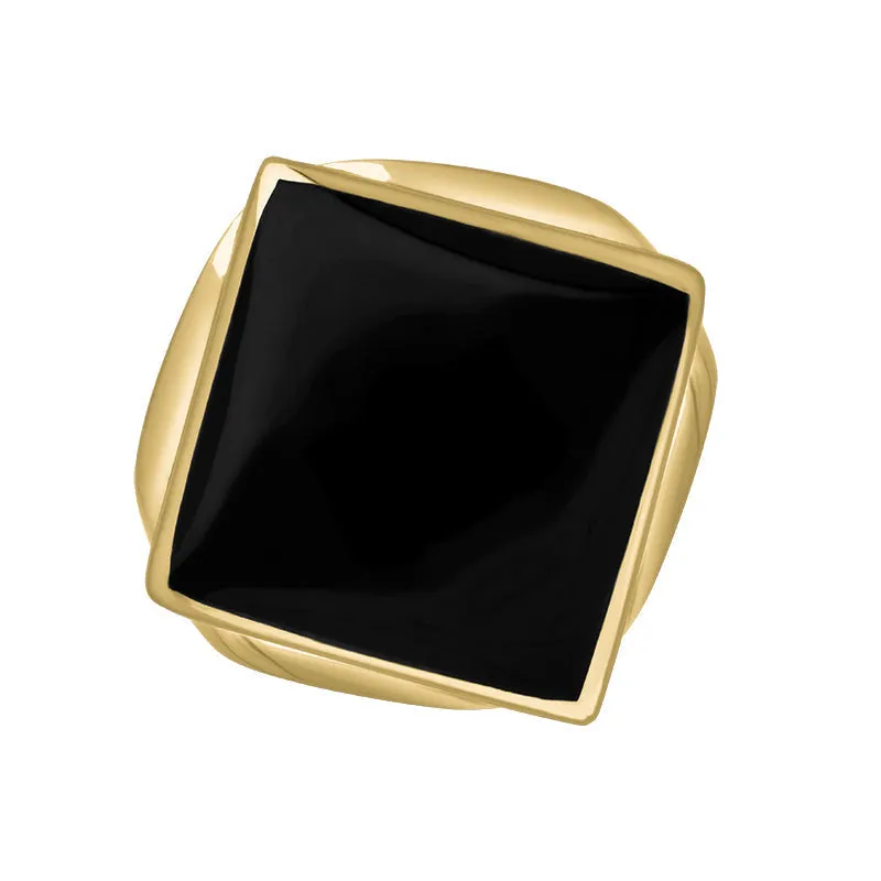 9ct Yellow Gold Whitby Jet Hallmark Small Rhombus Ring
