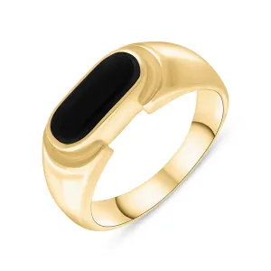 9ct Yellow Gold Whitby Jet Oval Dodgem Ring