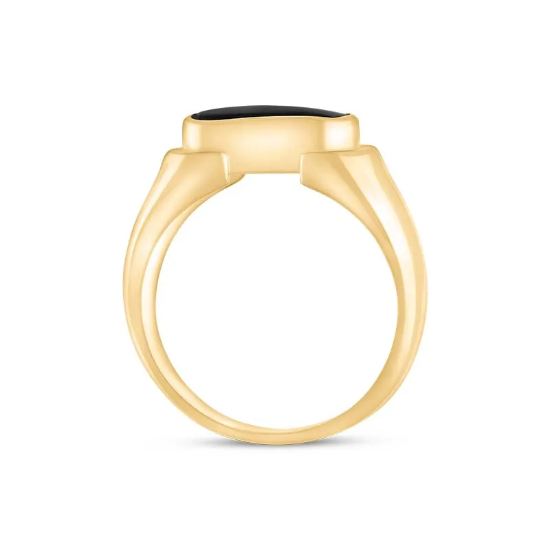 9ct Yellow Gold Whitby Jet Oval Dodgem Ring